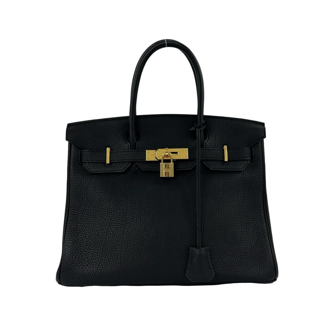 HERMES Birkin 30 Togo Leather Handbag Mini Tote Bag Black 48189